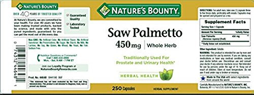 Nature's Bounty Saw Palmetto 450 mg 500 Capsules