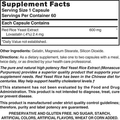 Nature's Blend Red Yeast Rice Extract 600 mg Capsules 60 Count