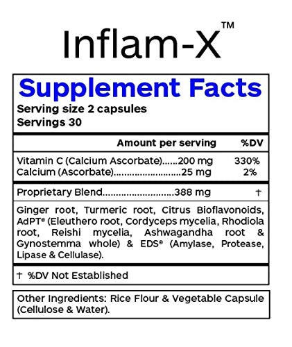 Professional Botanicals Inflam-X-Vegan Immune System and Circulatory Support, 60 Vegetable Capsules