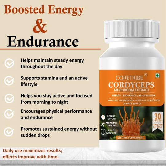 Coretribe Cordyceps Militaris Mushroom Extract Capsules 30 Count