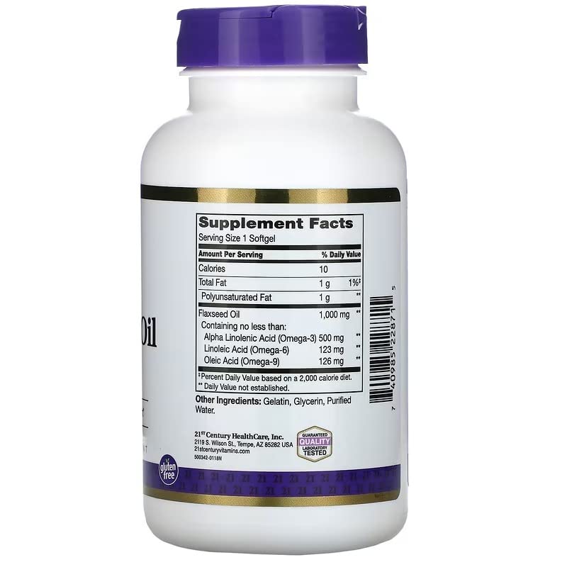 21st Century Flaxseed Oil 1000mg Softgels, 360 Count