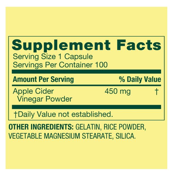 IT'S BRAZILIAN Apple Cider Vinegar Dietary Supplement Capsules, 450 mg, 100 Count