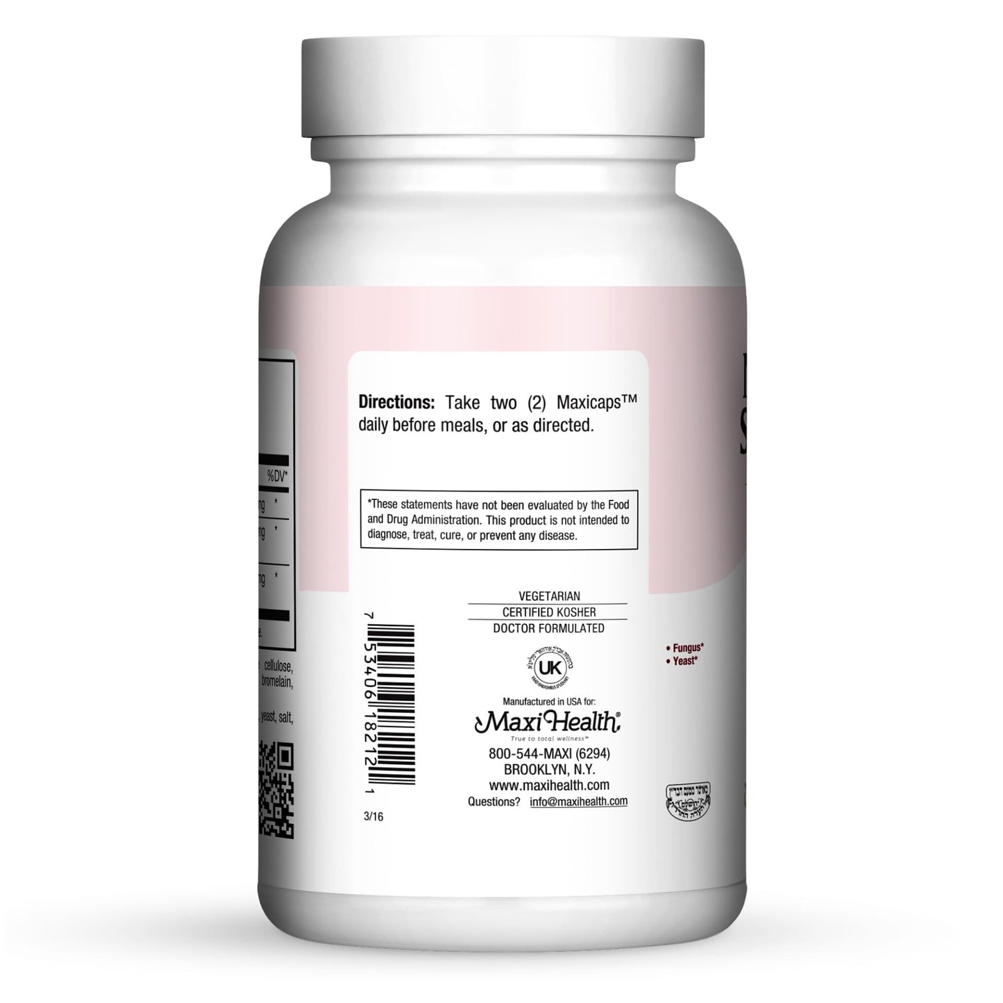Maxi Health Acidophilus Probiotic 7M Supreme with Bifidobacterium & Prebiotic Apple Pectin Veggie Capsules, 120 Capsules
