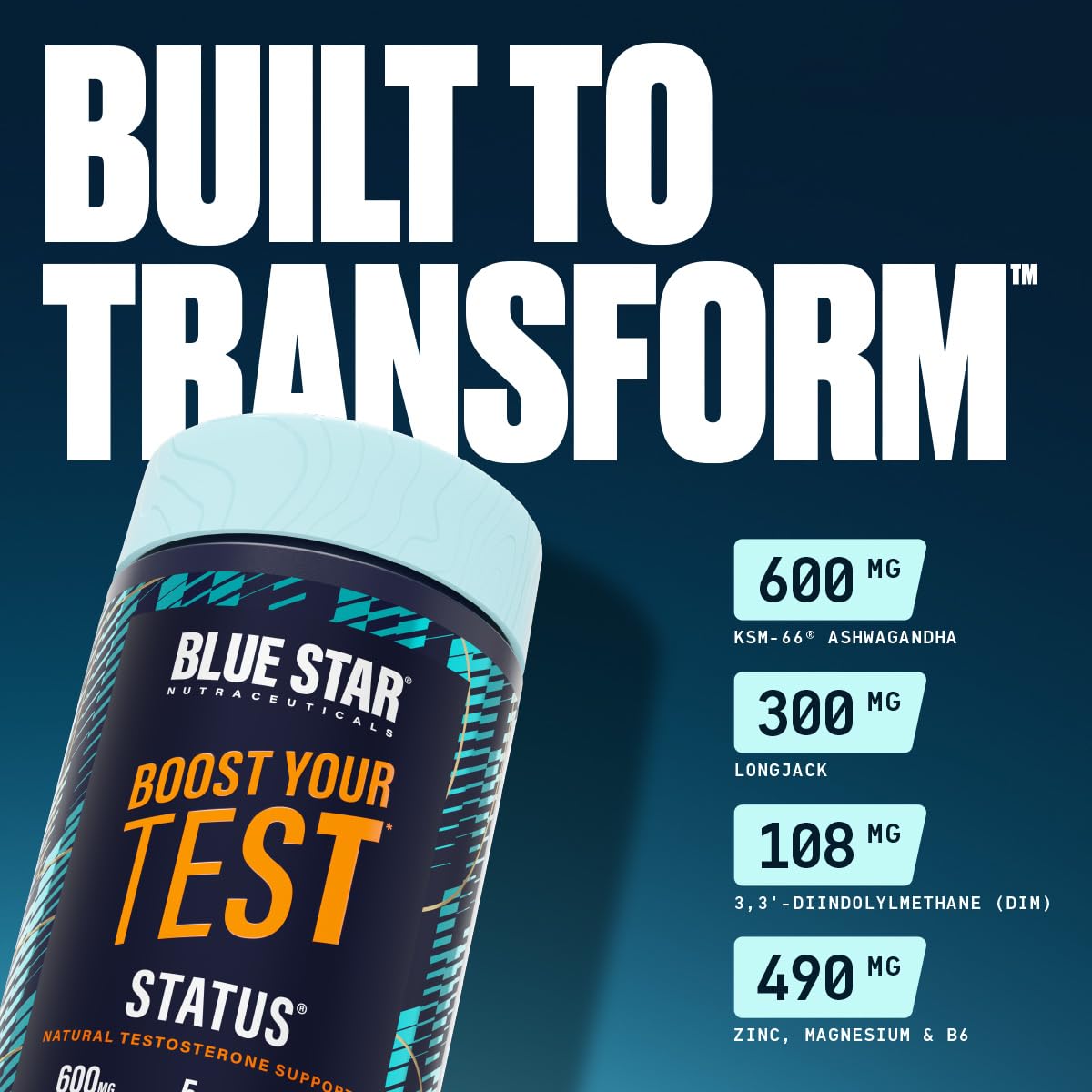 Blue Star Nutraceuticals Status Testosterone Support for Men, 90 Capsules