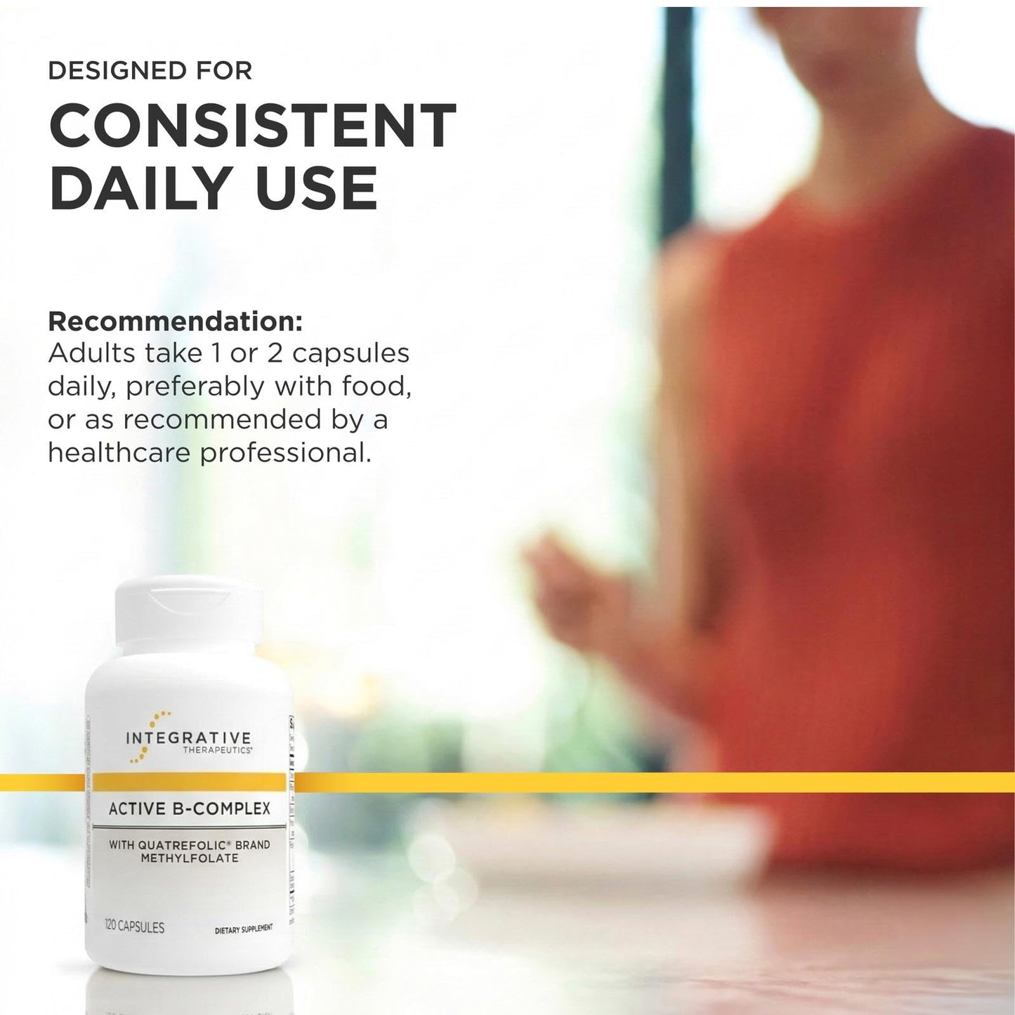 Integrative Therapeutics Active B-Complex - Cellular Energy & Heart Health Support with Vitamins B2, B6 & B12 - Supports Nervous & Immune Systems - Third-Party Tested, Capsules, 120 Count