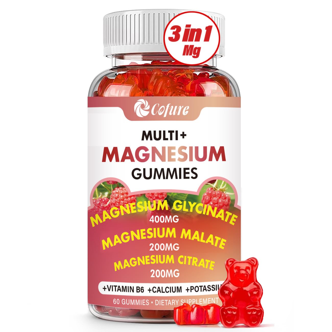 Cofure Triple Magnesium Complex 900 mg Gummies 60 Count