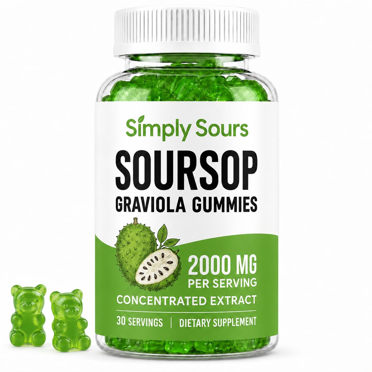 ONAISE Simply Sours Soursop Gummies, Graviola Concentrated Extract Gummy, 60 Count