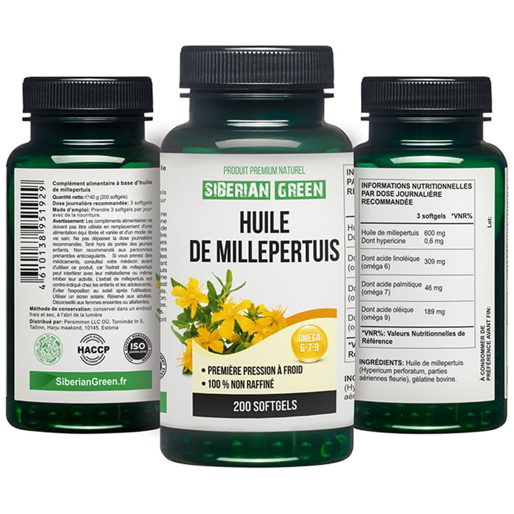 Siberian Green St. John's Wort Oil Capsules, 200 Capsules
