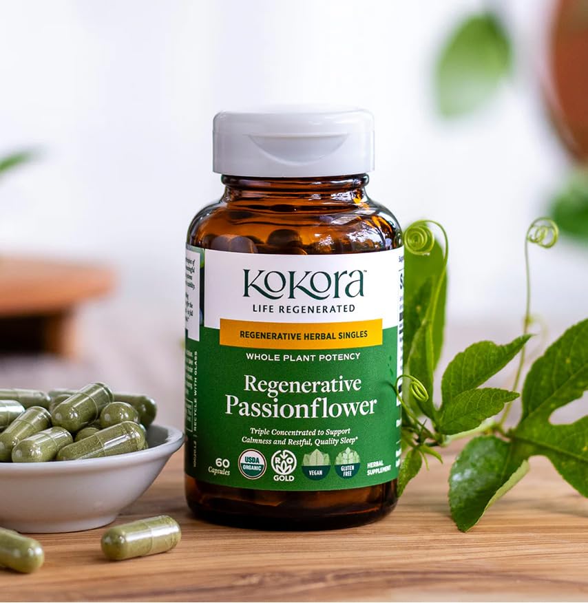 kokora Passionflower Herbal Supplement Sleep Support 60 Capsules