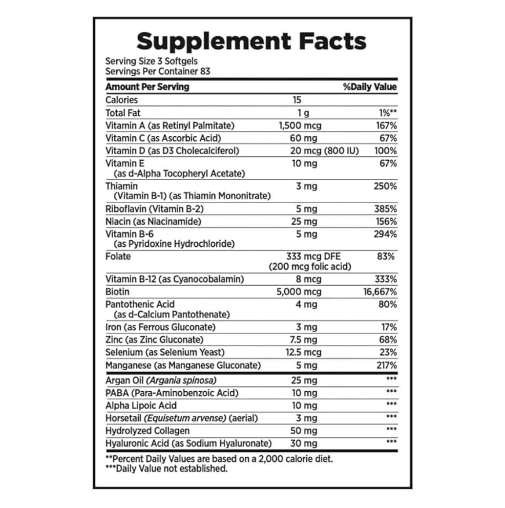 Generic Bestdeal Natural Hair Skin and Nails Biotin 5000 mcg Extra Strength Softgels 250 Count