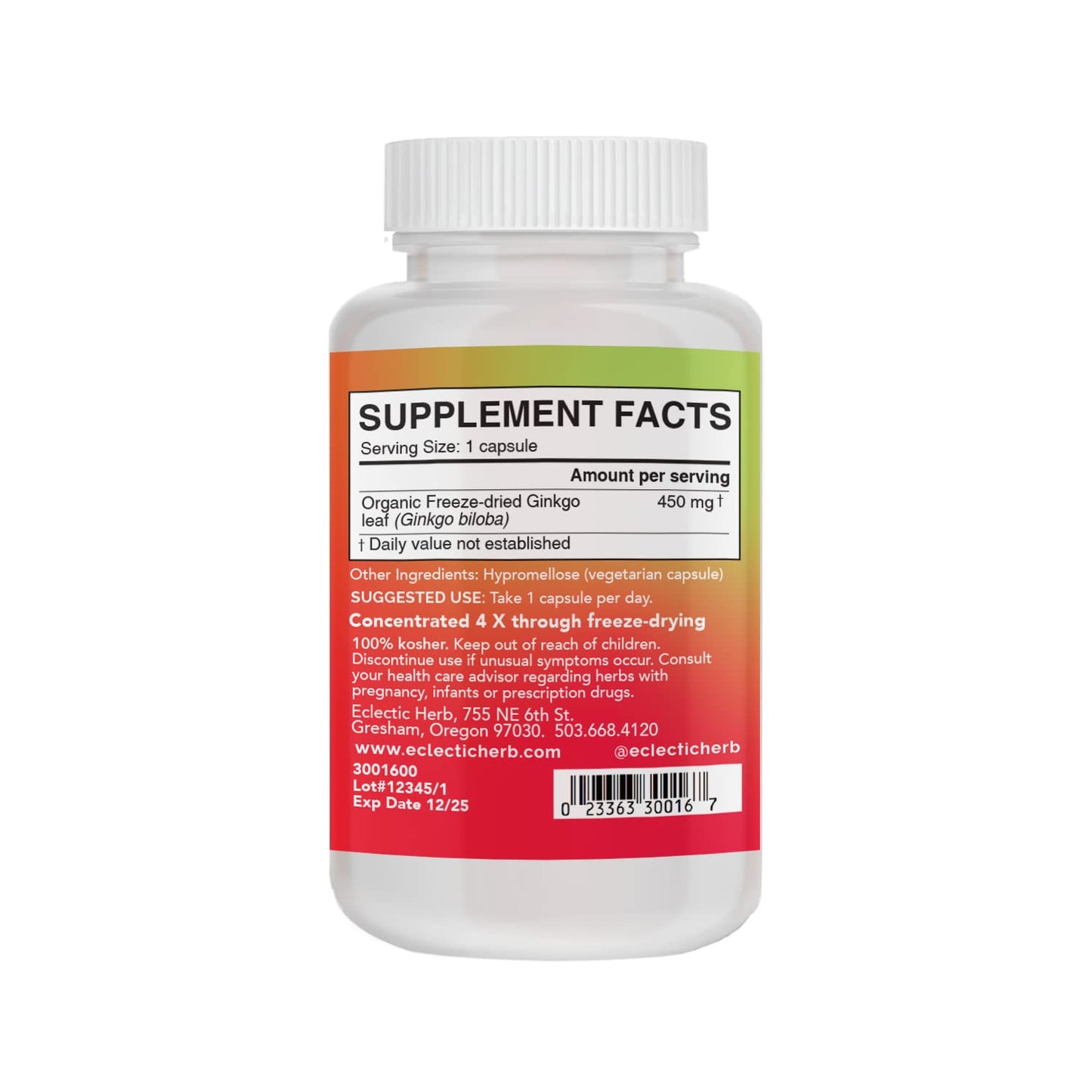 Eclectic Institute Ginkgo Biloba Capsule, 50 Count