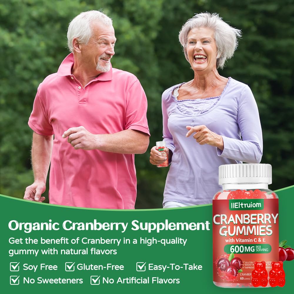 IIEltruiom Cranberry 600mg with Vitamin C & E Hibiscus Blend Sugar Free Gummies 120
