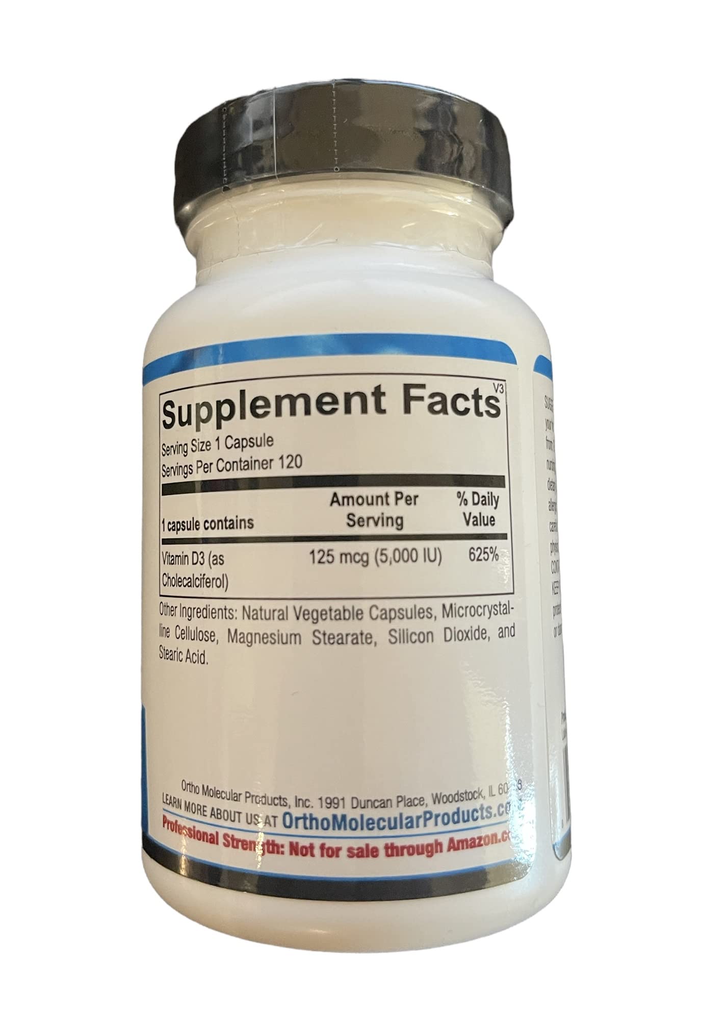 Ortho Molecular Products Vitamin D 5000 IU Capsules, 120 Capsules