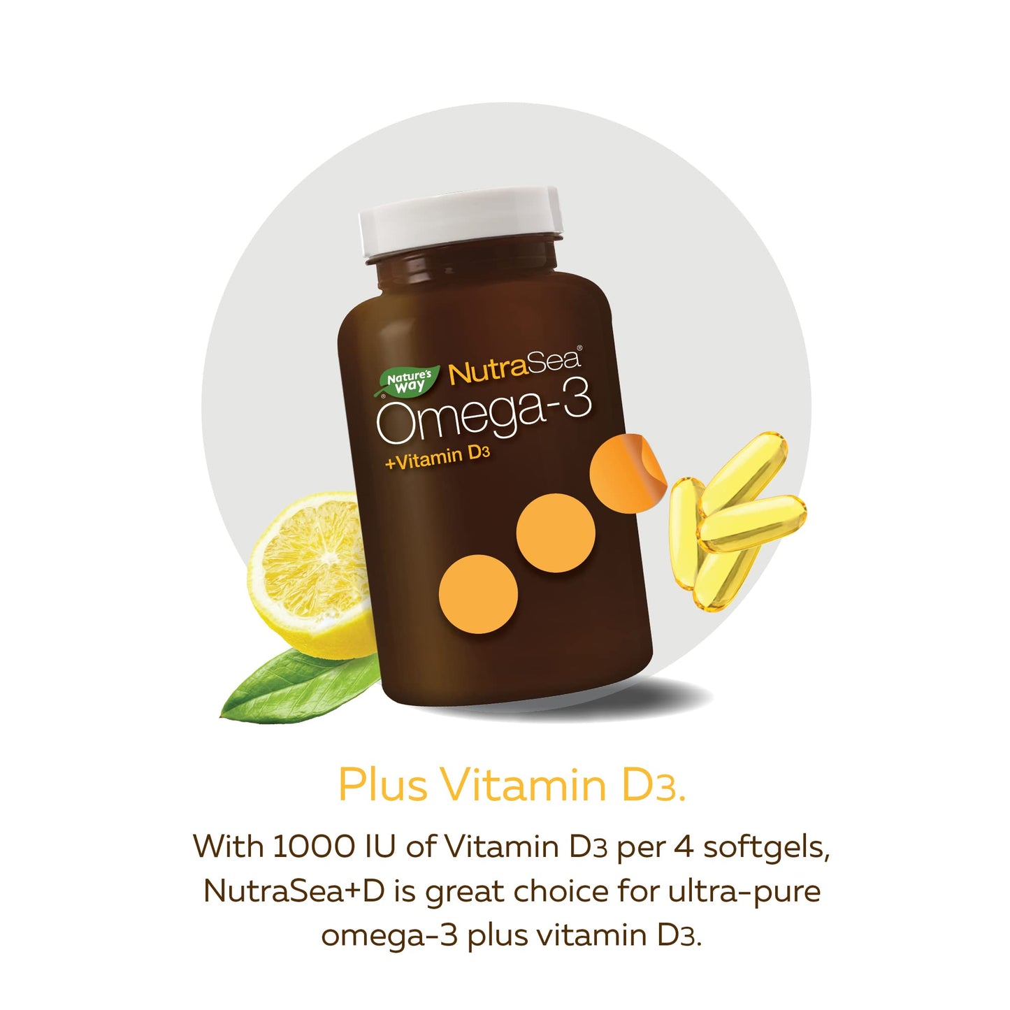 Nature's Way Nutra Sea Omega-3 Plus Vitamin D Capsules, 240 Capsules