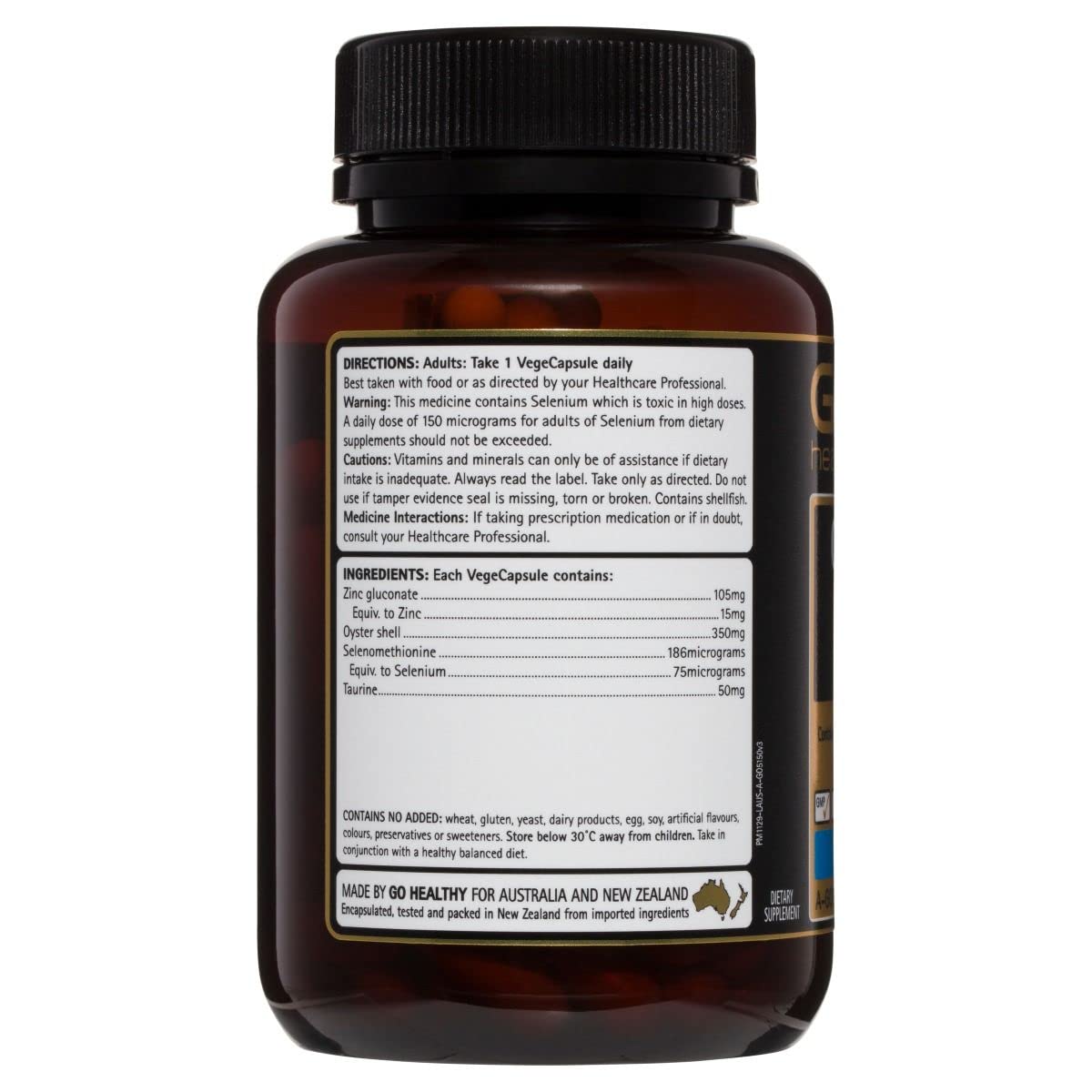 GO Healthy Oyster Plus Zinc 1-A-Day Vege Capsules, 120 Capsules