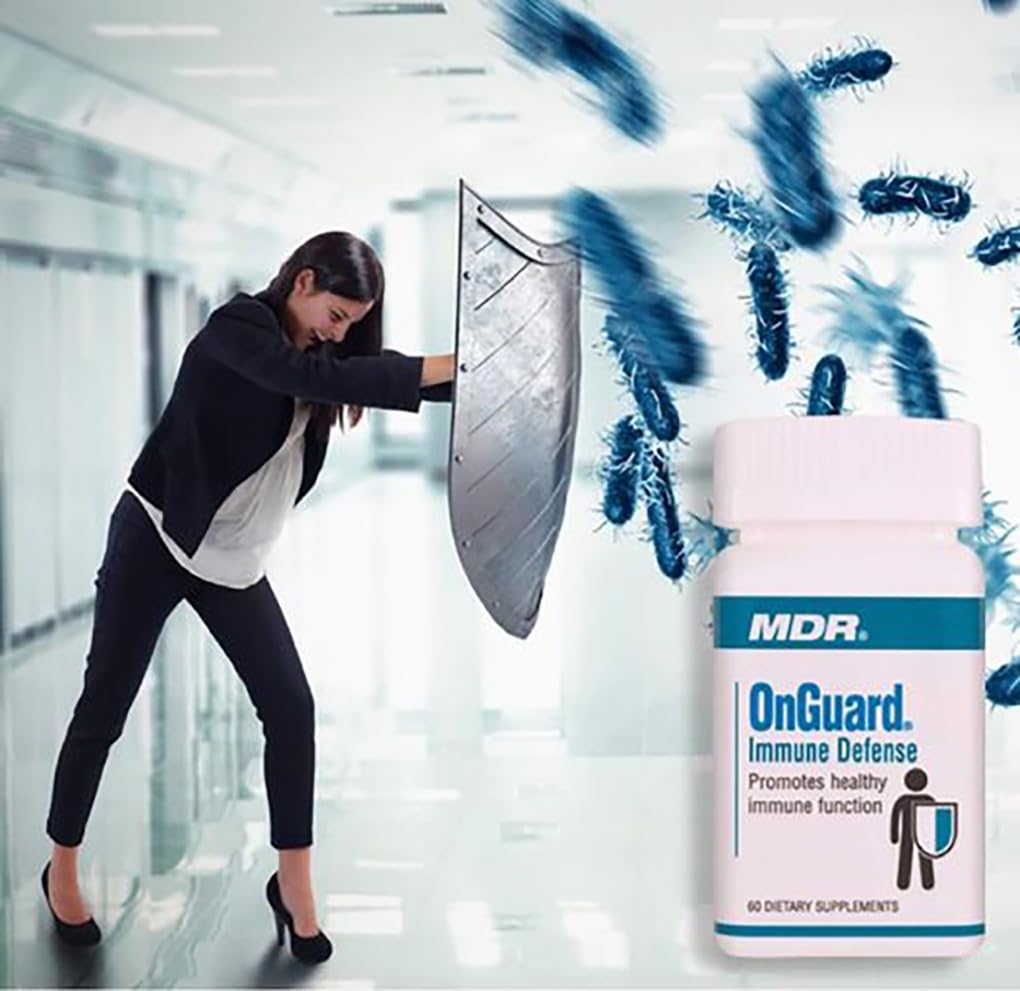 MDR OnGuard Immune Support Formula with Clinically Proven Maitake & Shitake Mushroom, Lo Han, Colostrum and Patented Lotus Seed Extract 120 Capsules