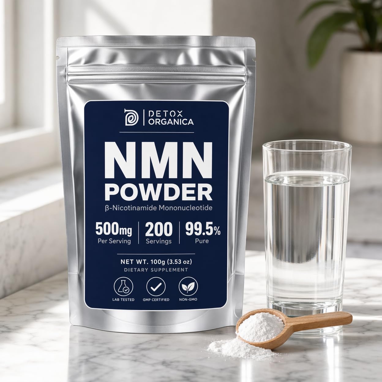 Detox Organica NMN Powder Supplement, Powder, 3.53 Ounce