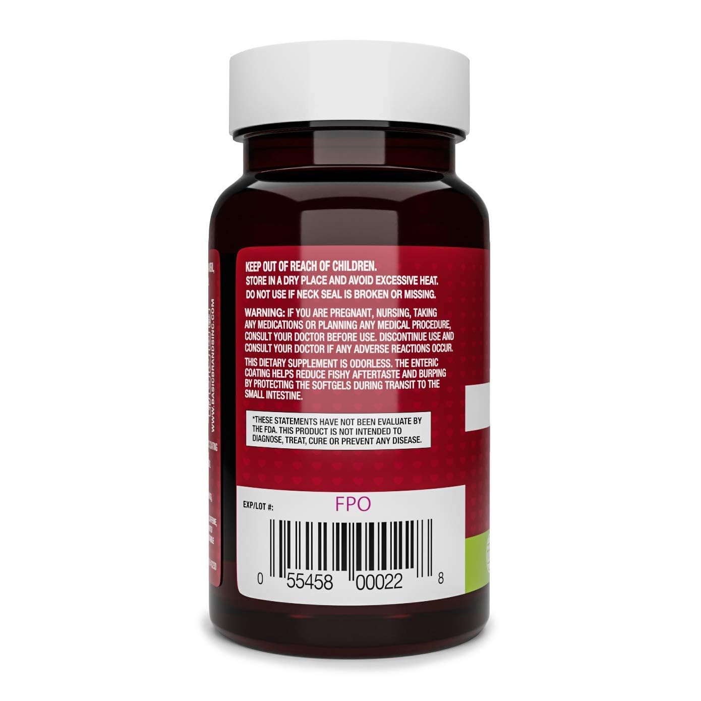 Basic Brands Smart Heart Odorless Omega-3 Fish Oil Softgel 90 Count