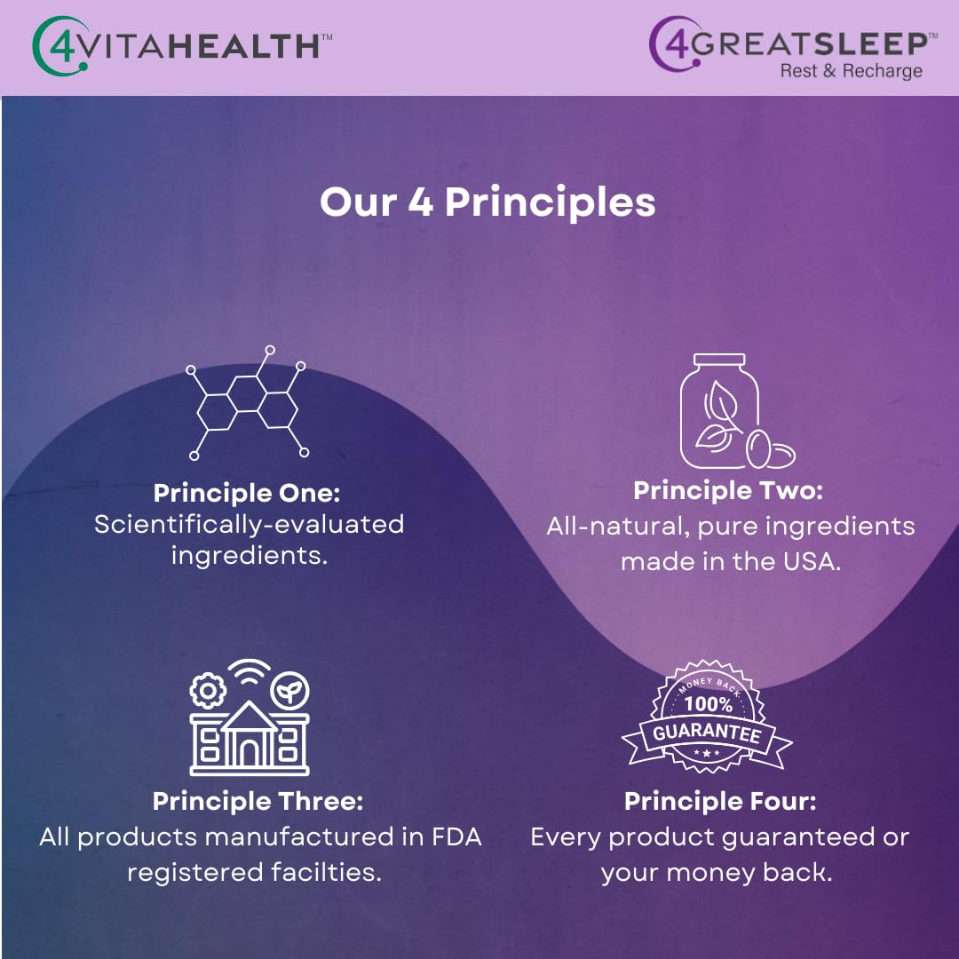 4GREATSLEEP Rest & Recharge Natural Sleep Aid with Melatonin, GABA, Ashwagandha & L-Tryptophan, 60 Capsules