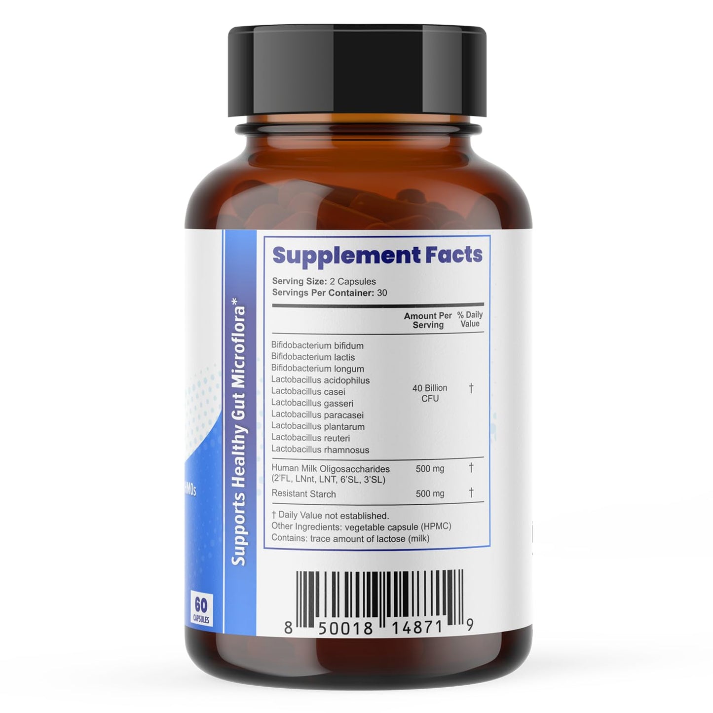 Layer Origin SuperHMO Synbiotic Capsules with 5 HMO Prebiotics & 40 Billion CFU Probiotics - Bifidobacteria & Lactobacillus, 60 Capsules