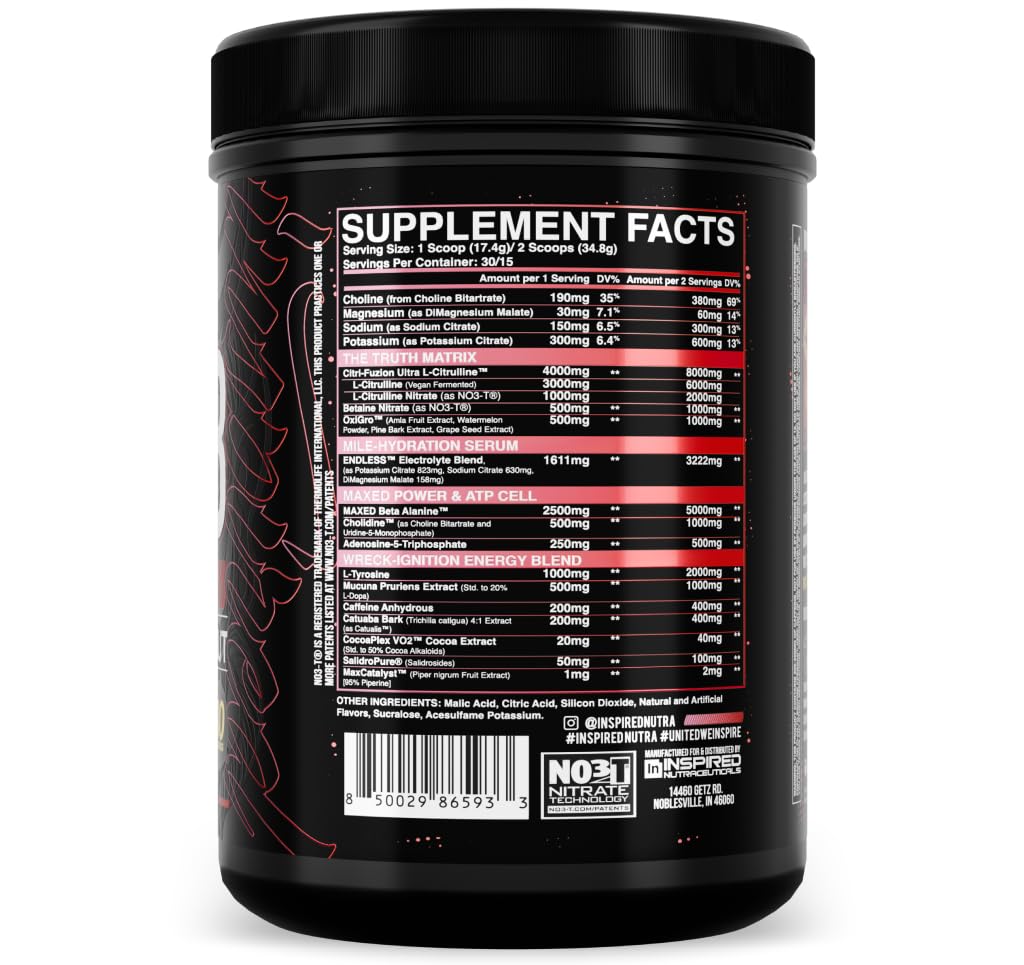Inspired Nutraceuticals DVST8 25 Preworkout Powder, 18.3 Servings