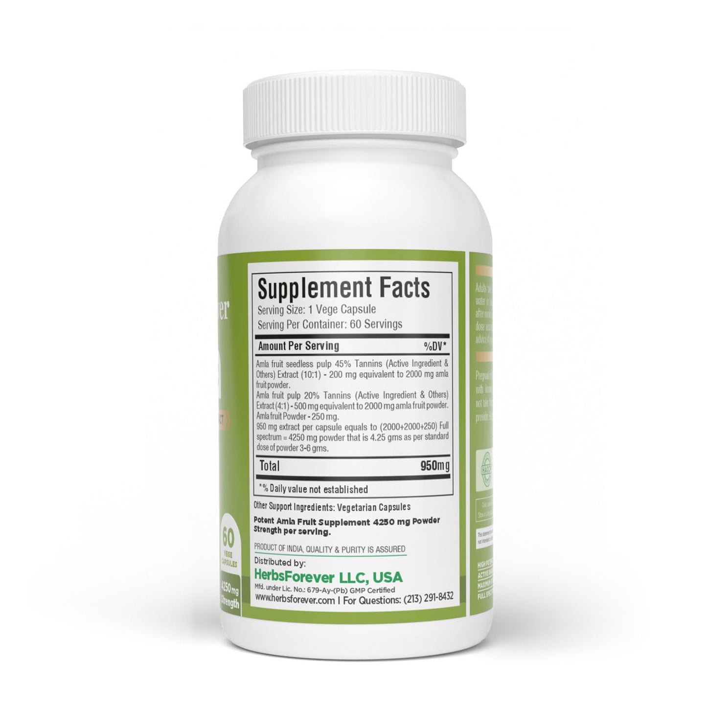 Herbsforever Amla (Indian Gooseberry) Capsules, 60 Count