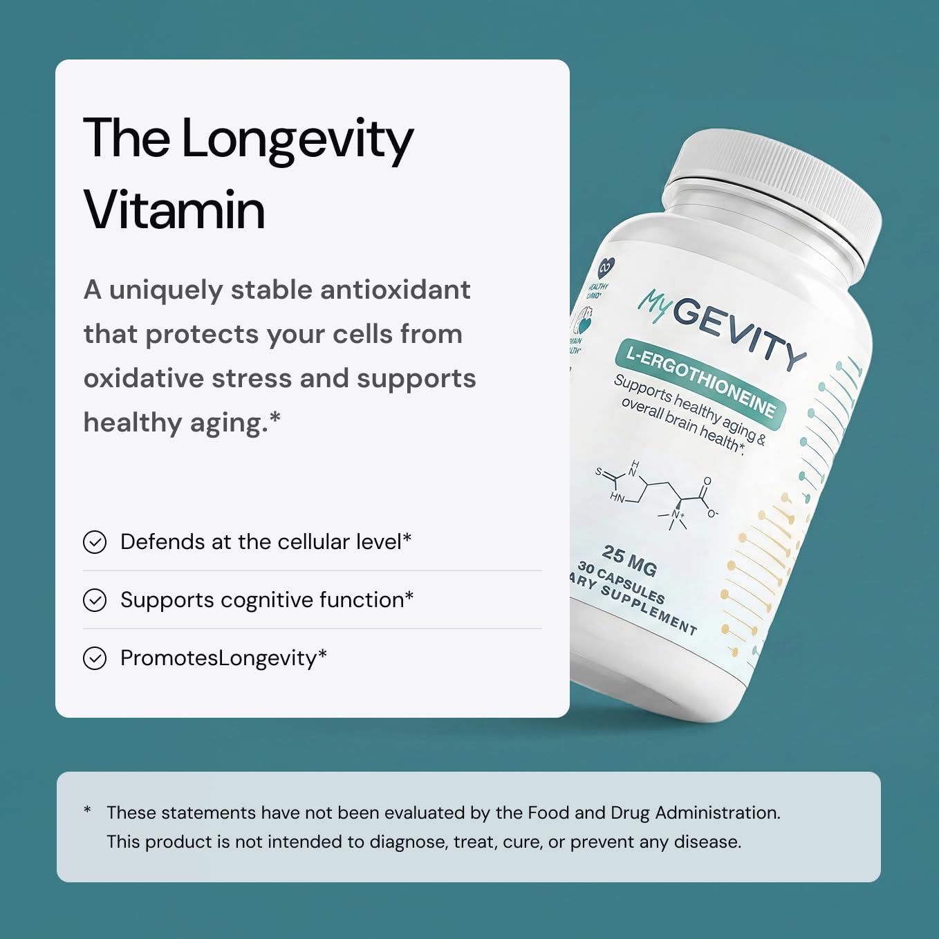 MyGevity Ergothioneine 25mg Capsule, 30 Count