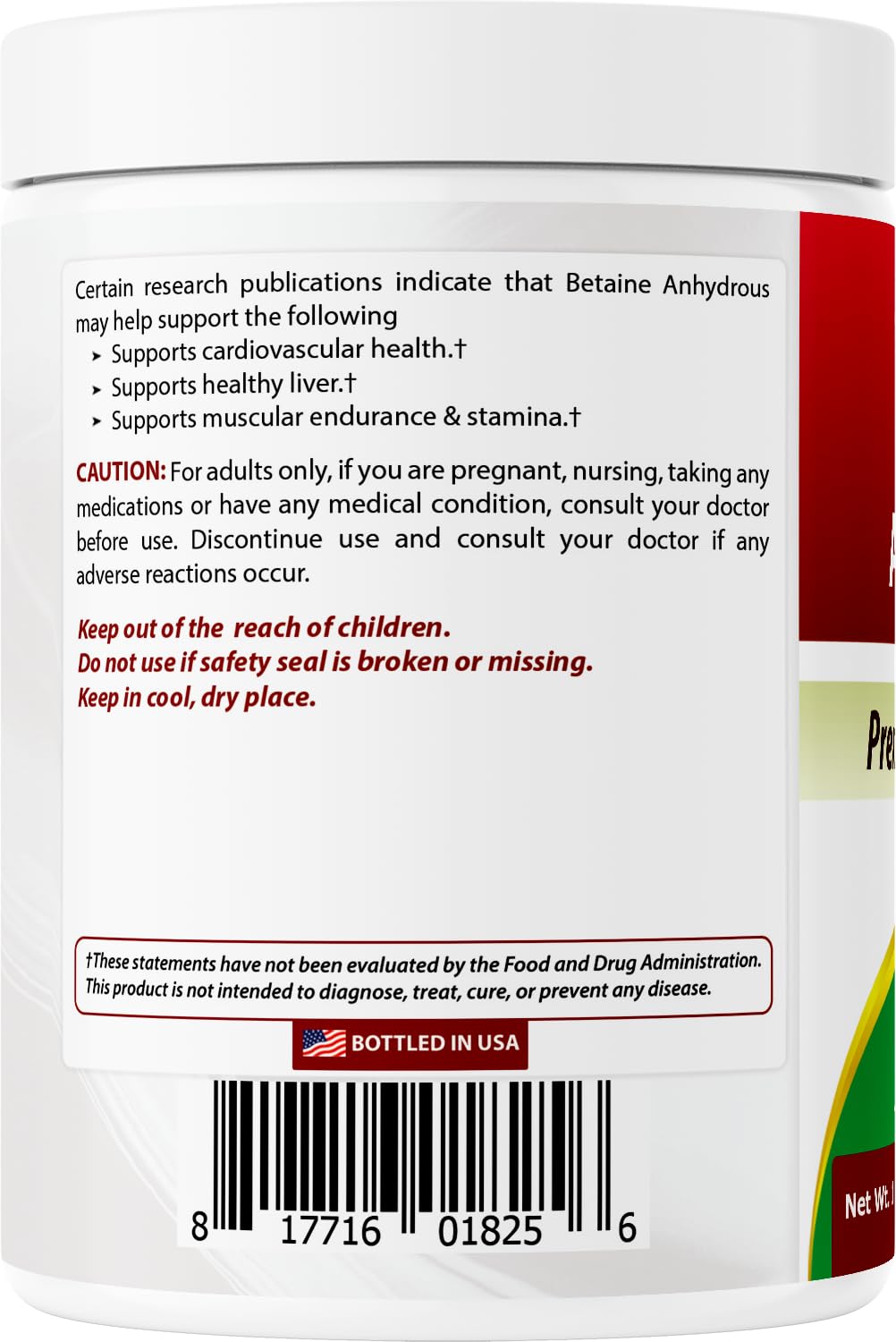 Best Naturals Betaine Anhydrous Trimethylglycine (TMG) Pure Powder, 16
