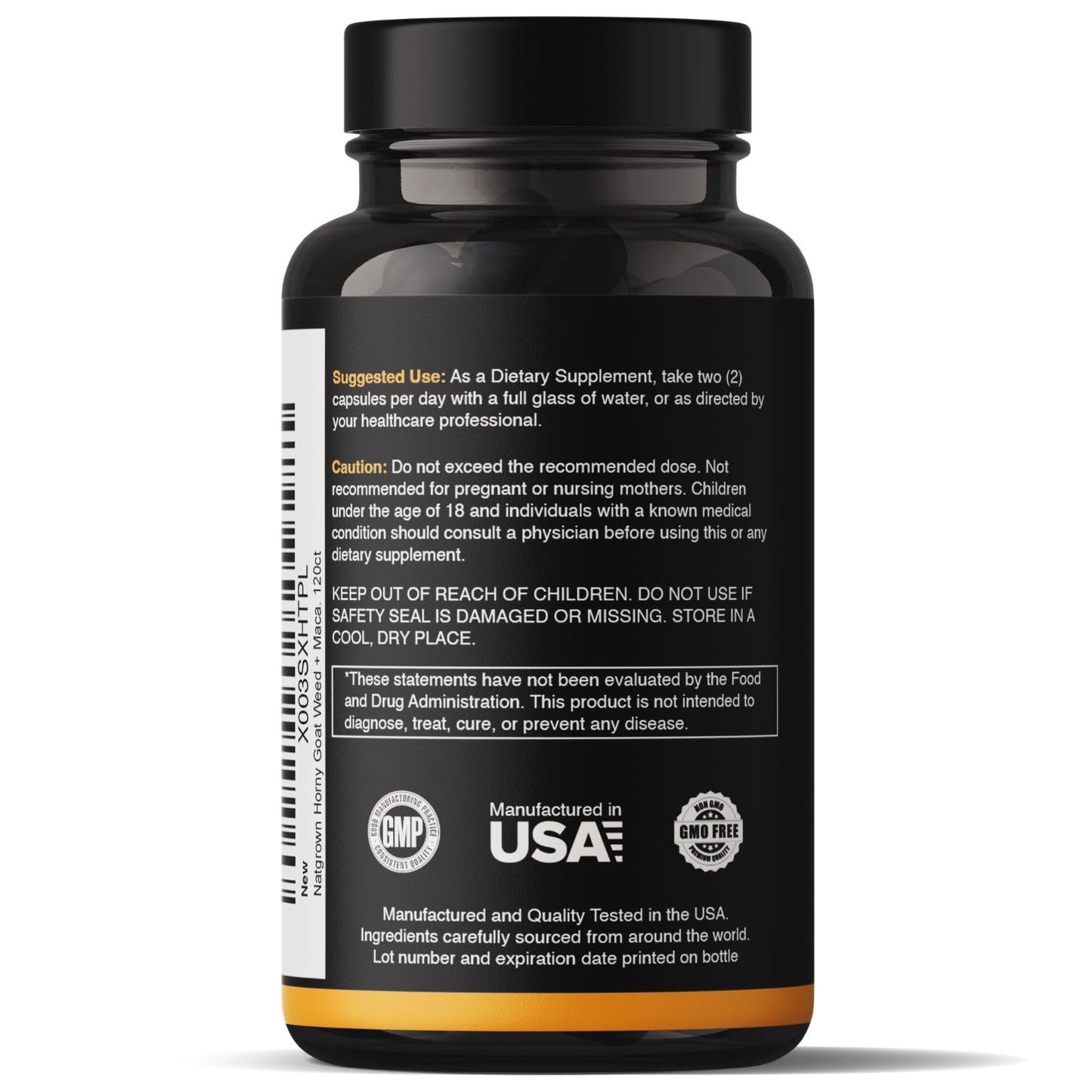 Natgrown Horny Goat Weed and Maca Root Extract Supplement for Men & Women, Epimedium Extract, Vegan Capsules, 120 Count