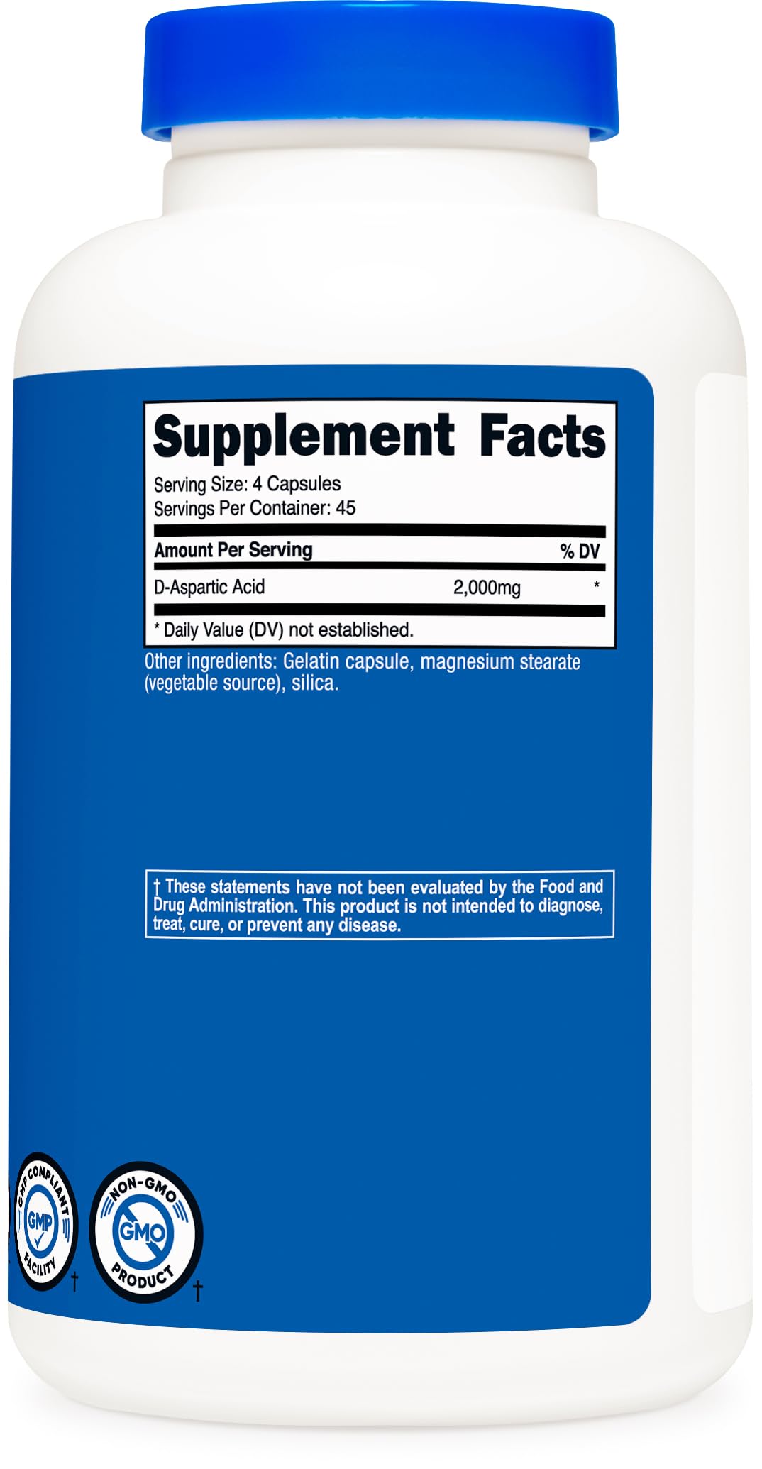 Nutricost D-Aspartic Acid (DAA) Capsules, 180 Capsules
