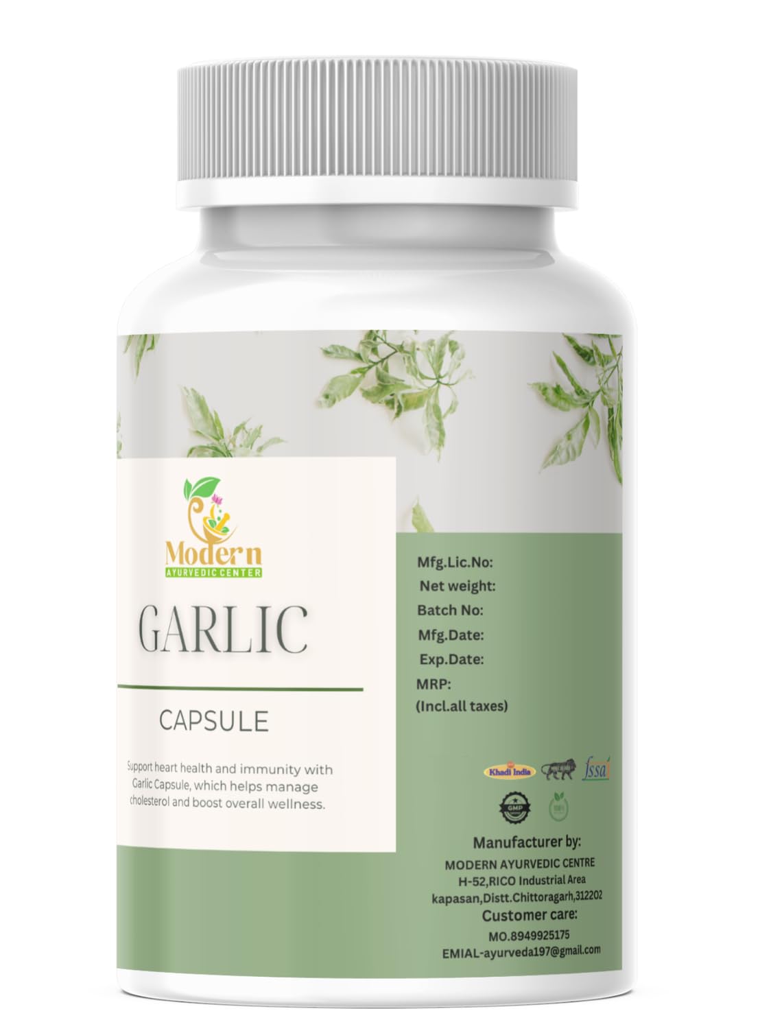 Modern Ayurvedic Centre Organic Garlic Capsules, 60 Capsules