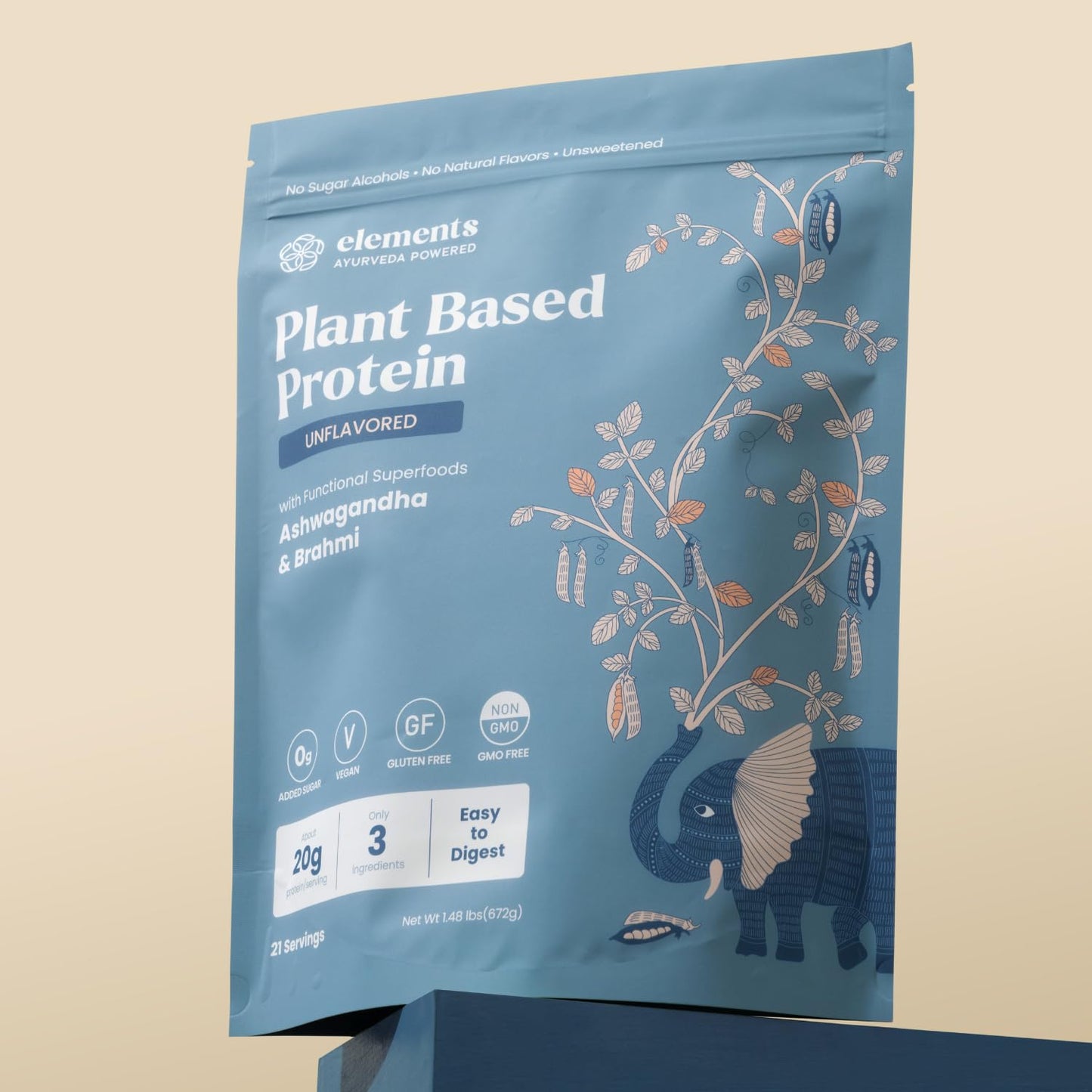 Elements Truffles Unflavored Plant Based Protein Powder, 24 Servings