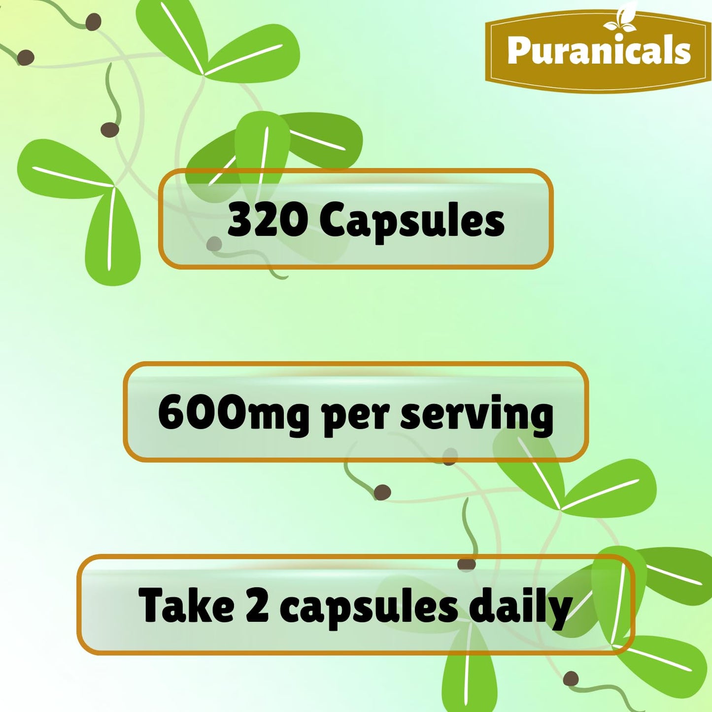 Puranicals Alfalfa Capsules 600mg per Serving, 320 Count