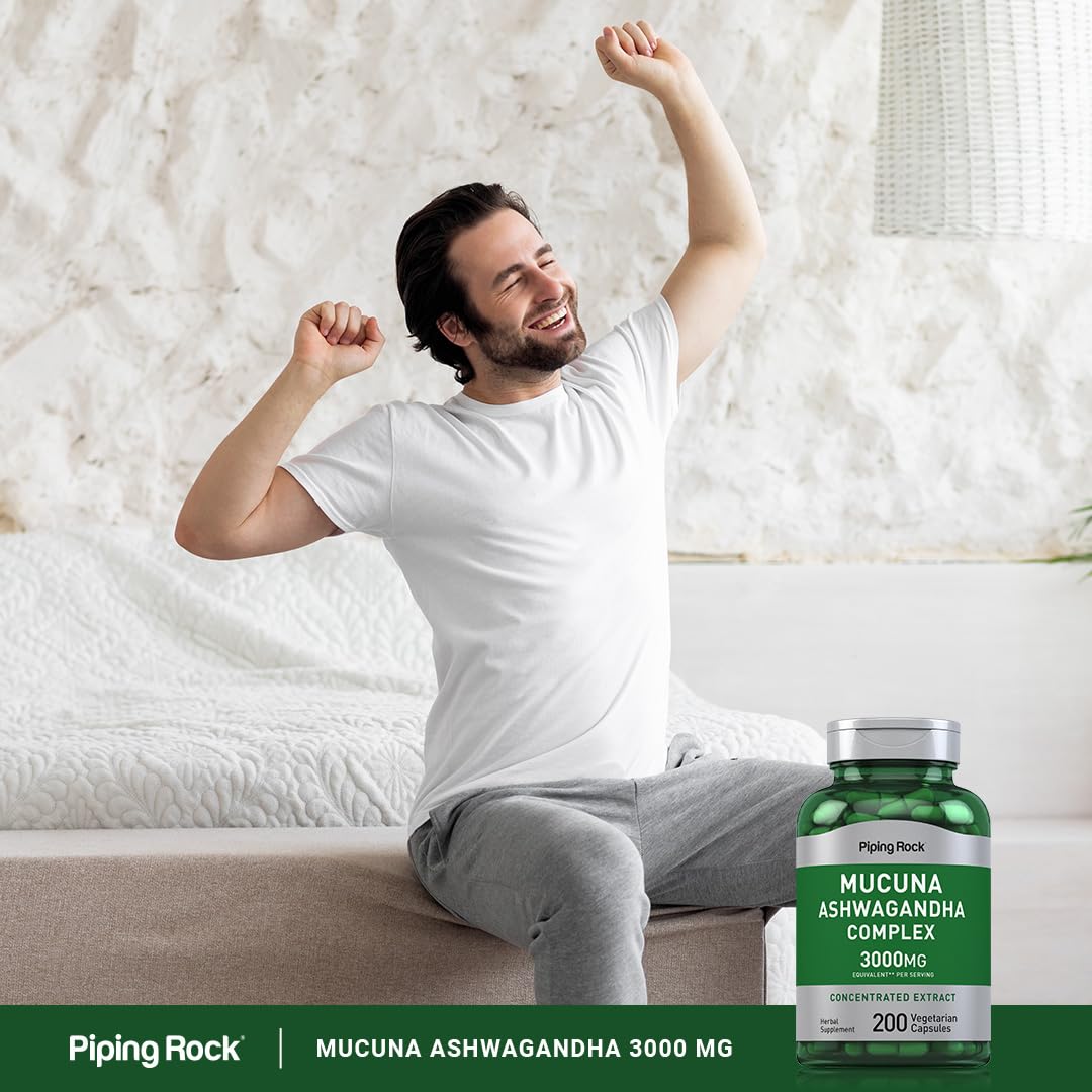 Piping Rock Mucuna Ashwagandha Capsules 200 Count