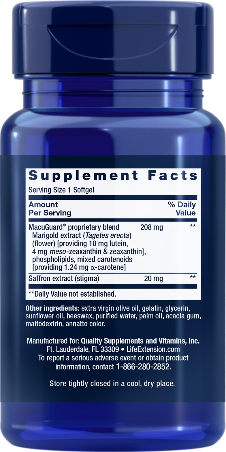 Life Extension MacuGuard Ocular Support with Saffron Softgels, 120