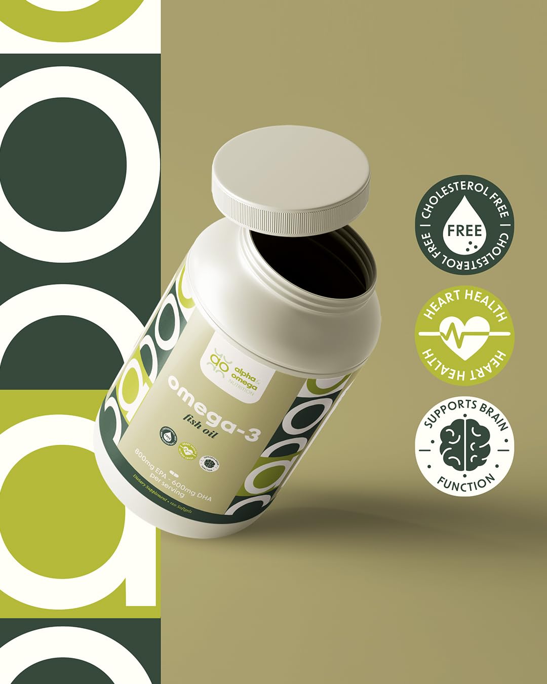 Alpha & Omega Nutrition Omega 3 Fish Oil for Heart, Brain & Immune Health - 2500mg (800mg EPA/600mg DHA) - 120 Capsules