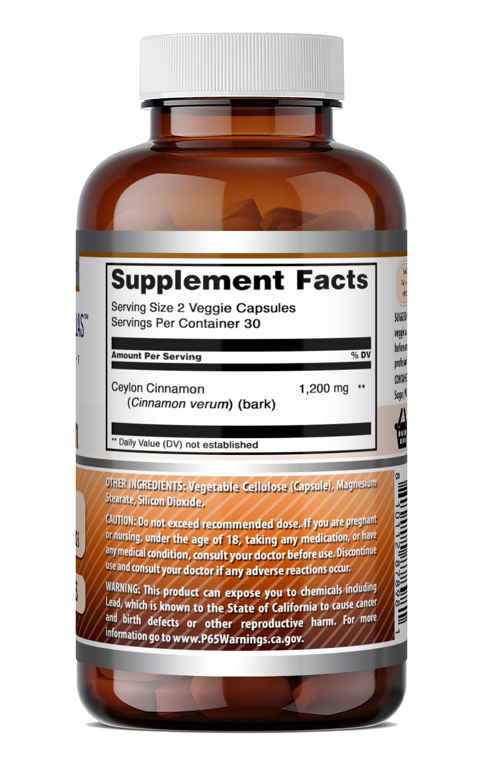 Amazing Nutrition Ceylon Cinnamon 1200 Mg Per Serving Capsules 60 Count