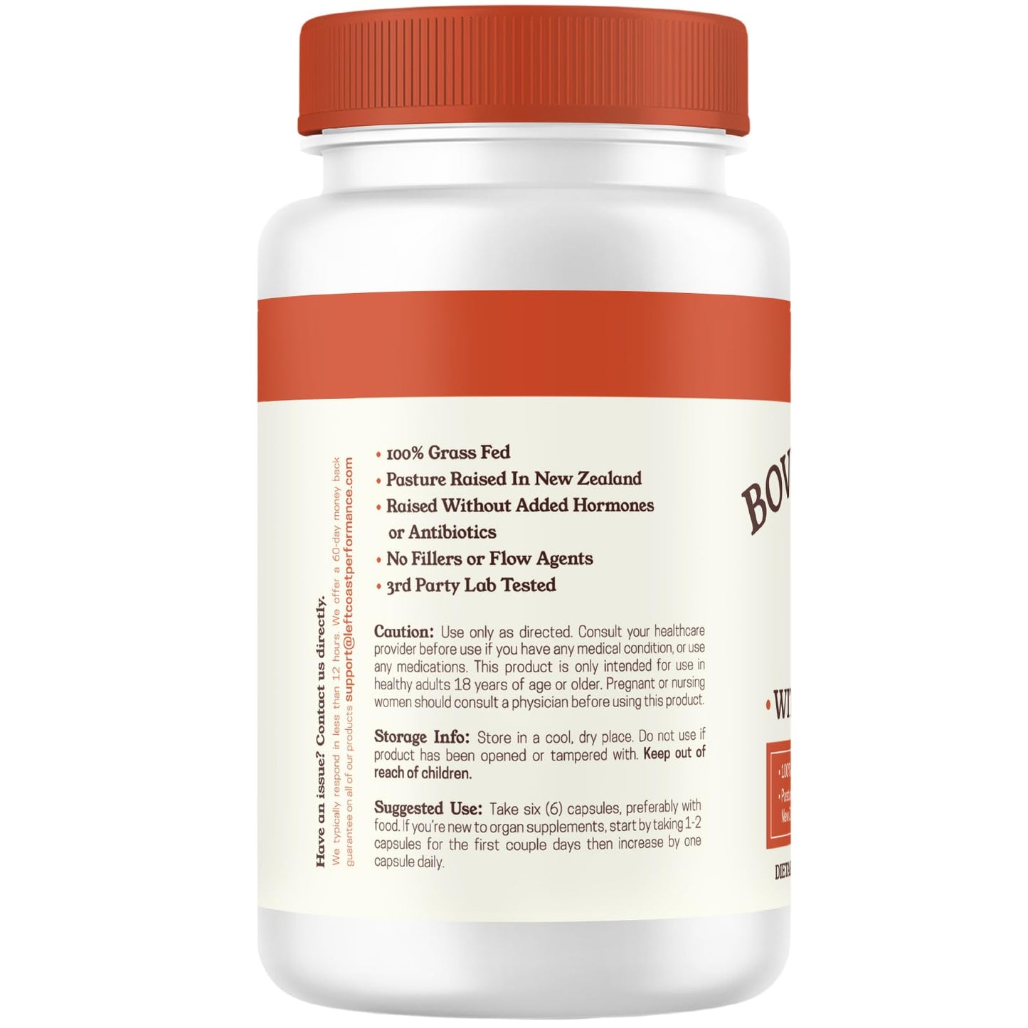 Left Coast Performance Grass Fed Beef Heart and Liver Supplement Capsules, 180 Capsules