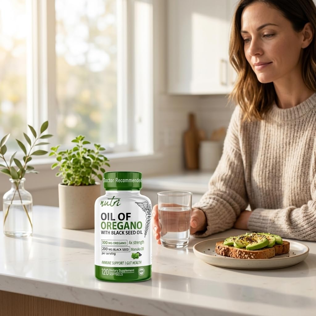 Nutri Oil of Oregano with Black Seed Oil and Manuka Oil Softgels, 120 Softgels