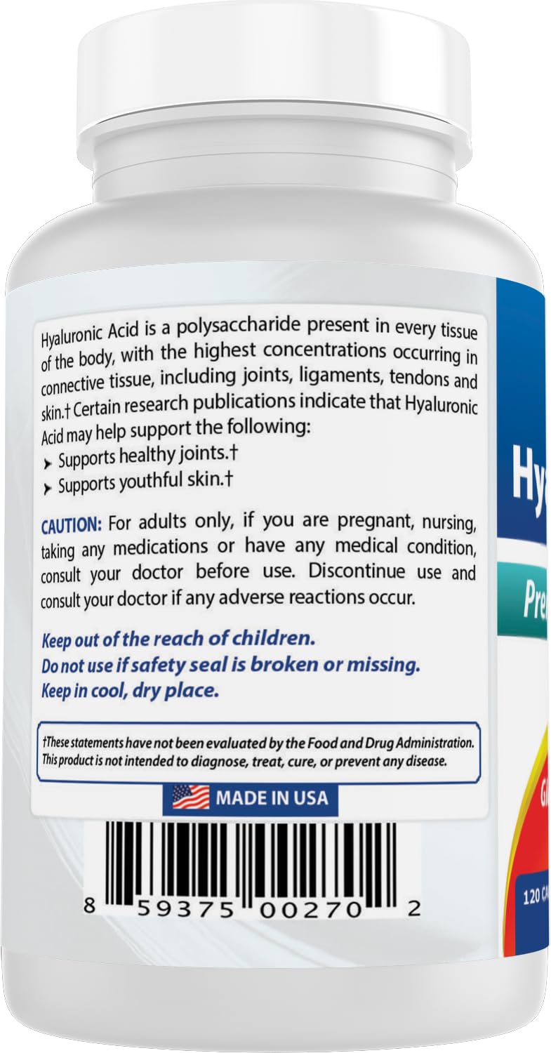 Best Naturals Hyaluronic Acid 100 mg Capsules, 240 Count