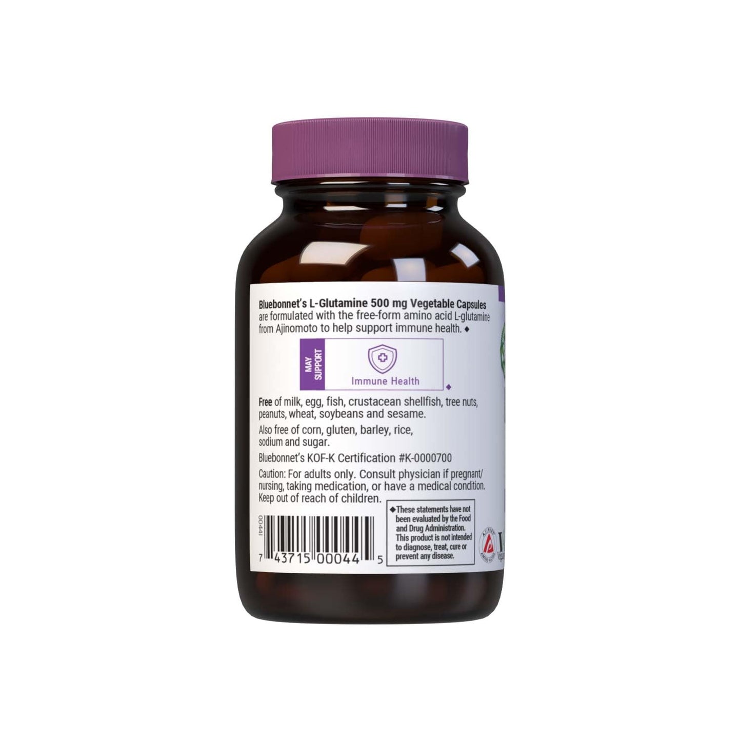 BlueBonnet L-Glutamine 500mg Capsules, 50 Count
