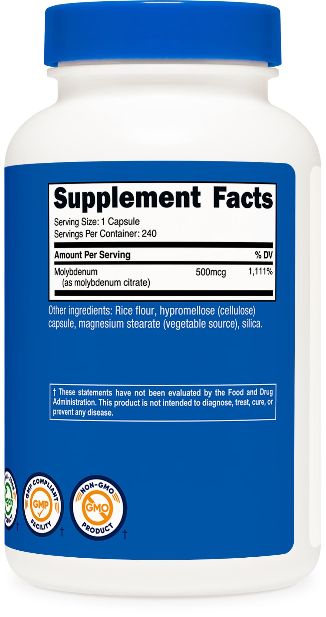Nutricost Molybdenum Supplement (500mcg) 240 Capsules