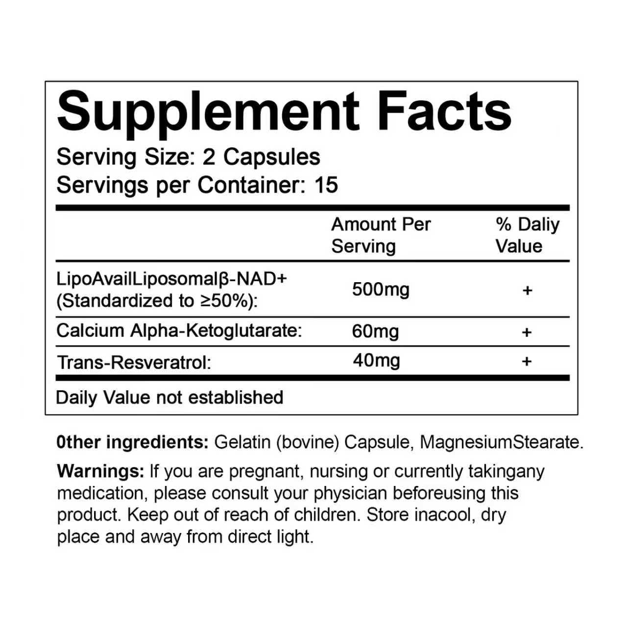 23WELL NAD+ Ultra Cell Care Capsules with Liposomal NAD+ Calcium Alpha Ketoglutarate & Trans-Resveratrol, 60 Capsules
