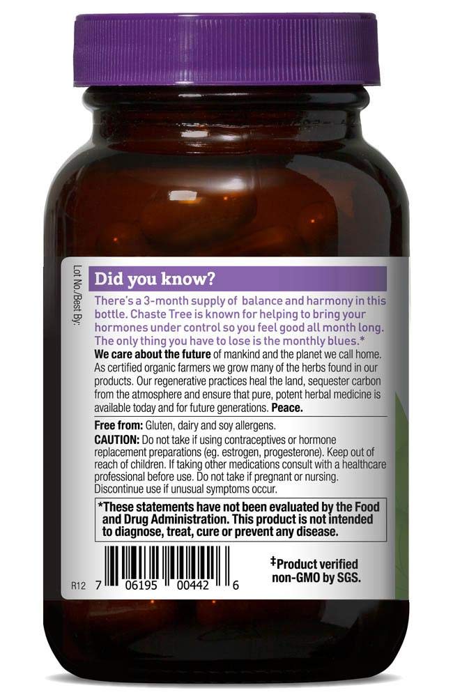 Oregon's Wild Harvest Chaste Tree PMS Support 90 Capsules