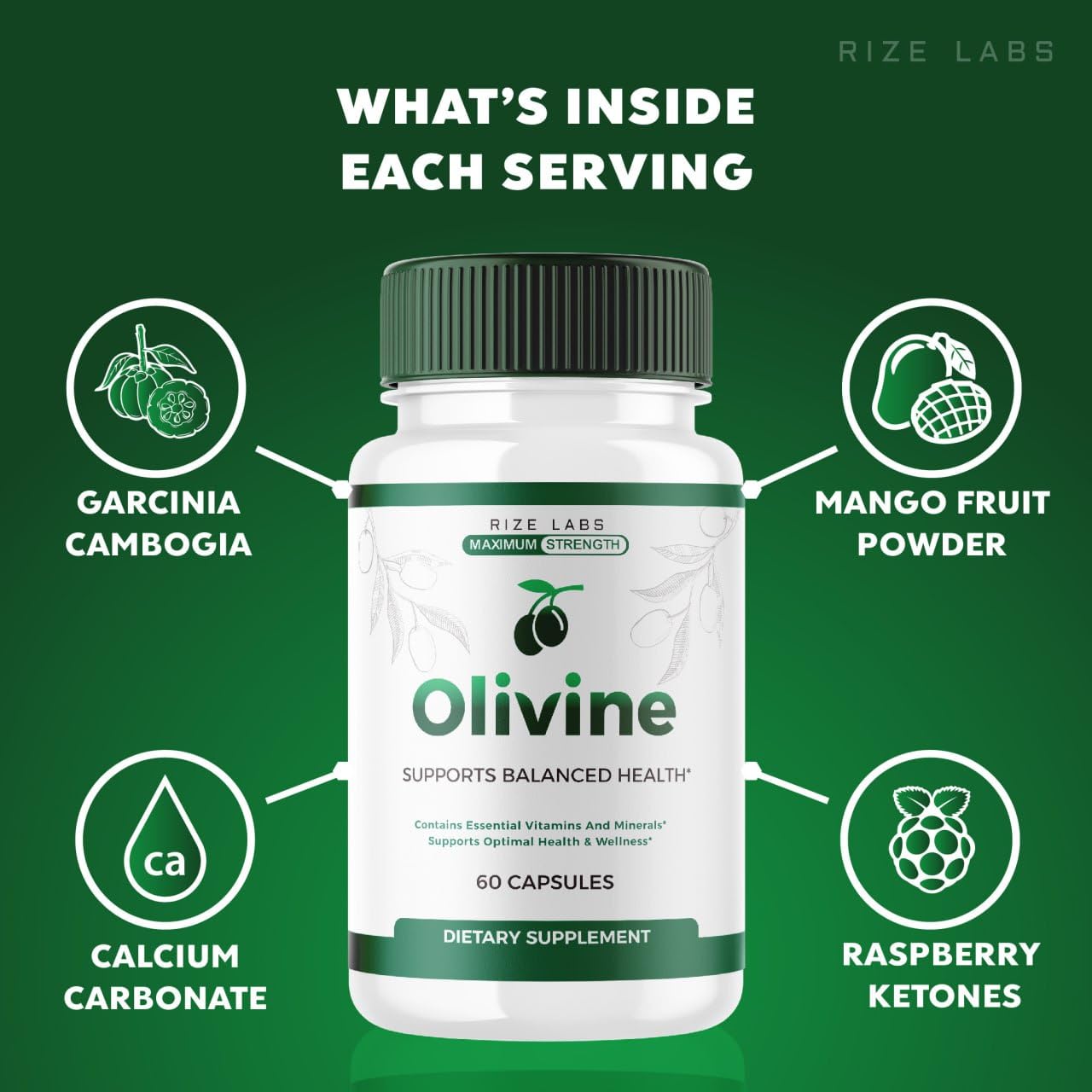 Rize Labs Olivine Weight Loss Supplement Capsules 60 Count