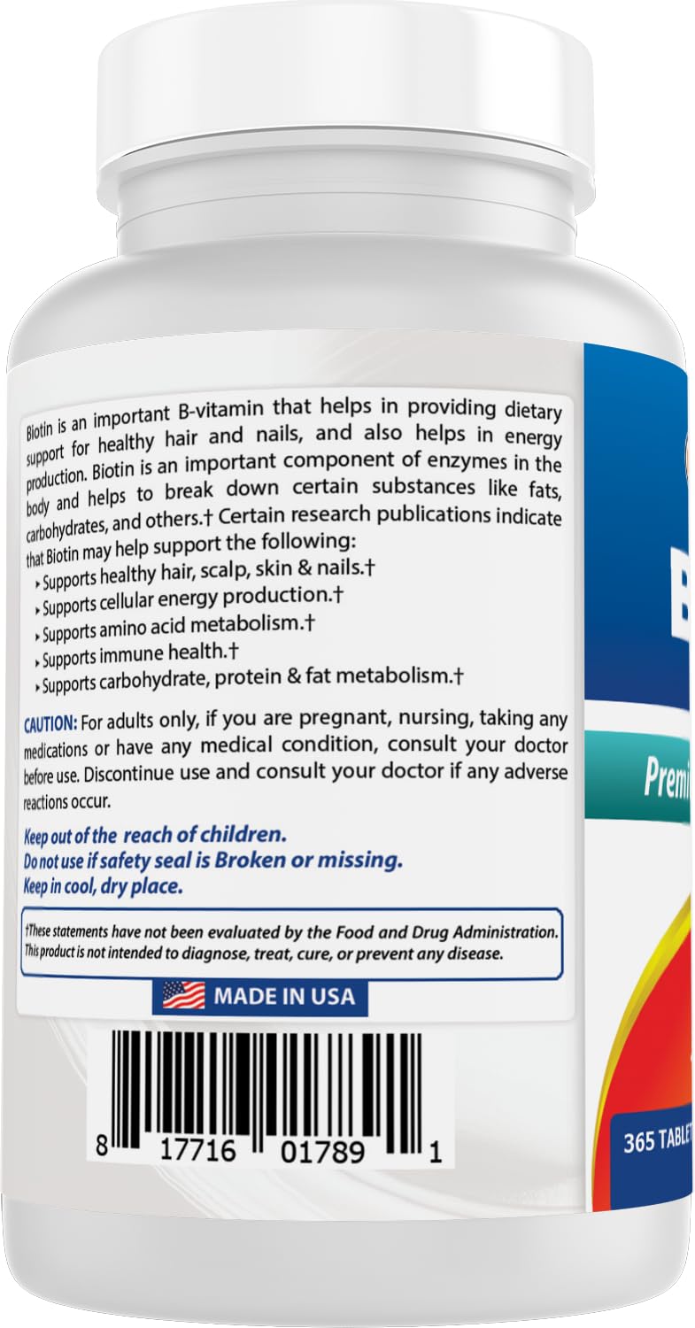 Best Naturals Biotin 10,000 mcg Tablets, 1095 Count