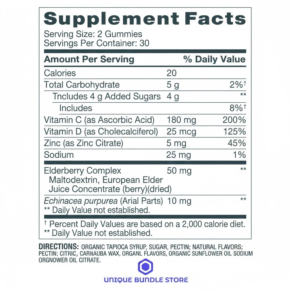Generic Adult Immune Support Gummies with Vitamin C D & Elderberry, 60 Count