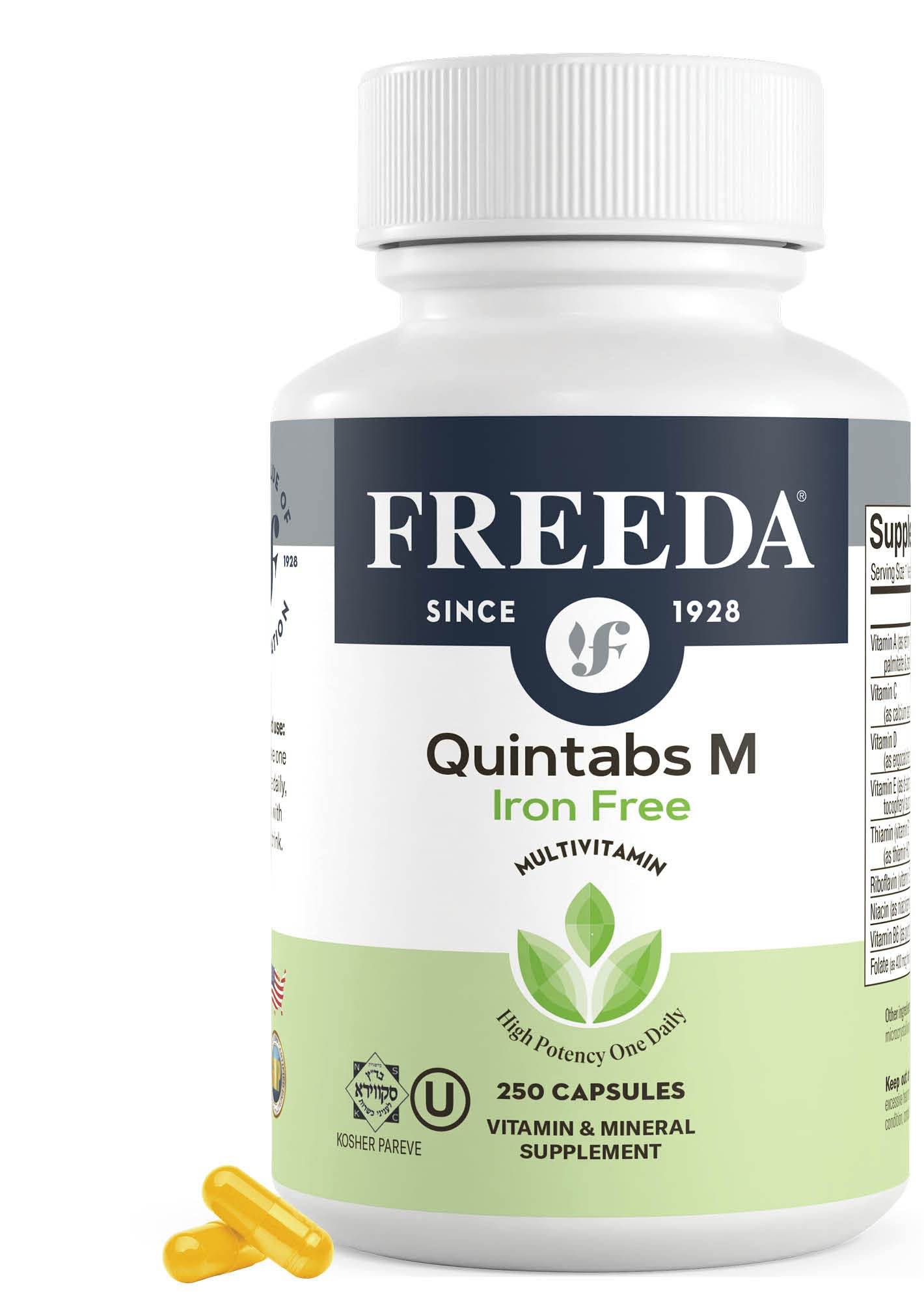 FREEDA One Daily Multivitamin Without Iron Capsules, 250 Count