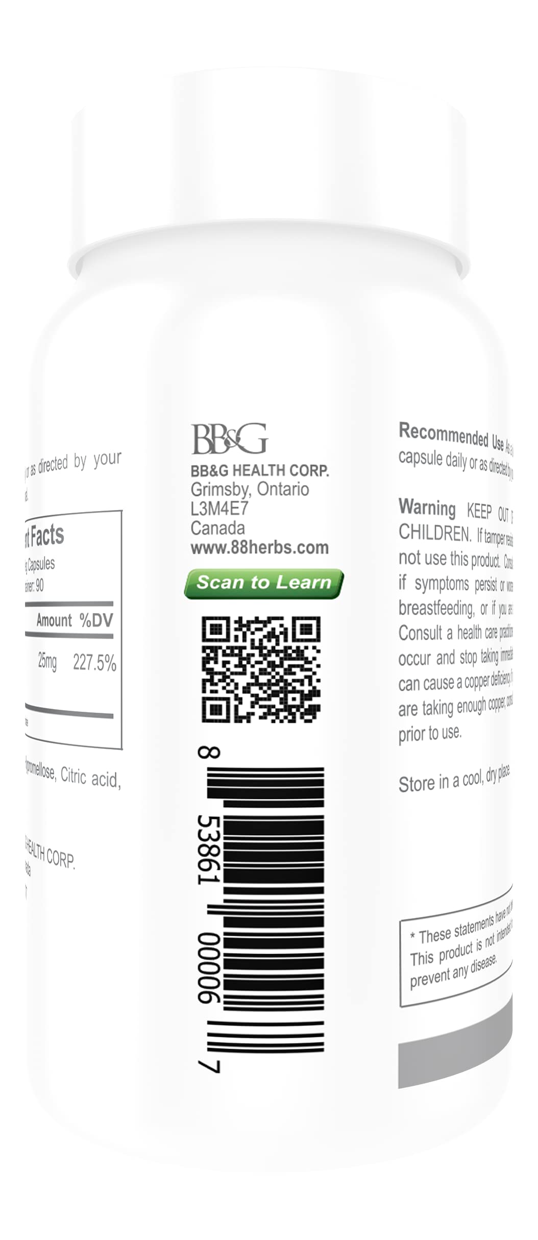 88herbs Zinc Bisglycinate Highest Absorption Non Buffered Premium Grade Capsules, 90 Count