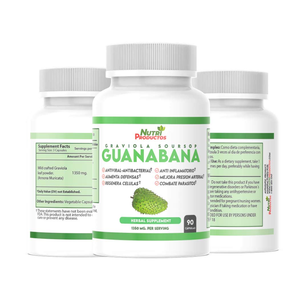 Nutrisalud Products Guanabana Capsules Extra Potent 1350mg per Serving, 180 Capsules